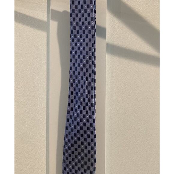 Murano 100% Silk Tie Blue Check Made In USA READ - Picture 8 of 12